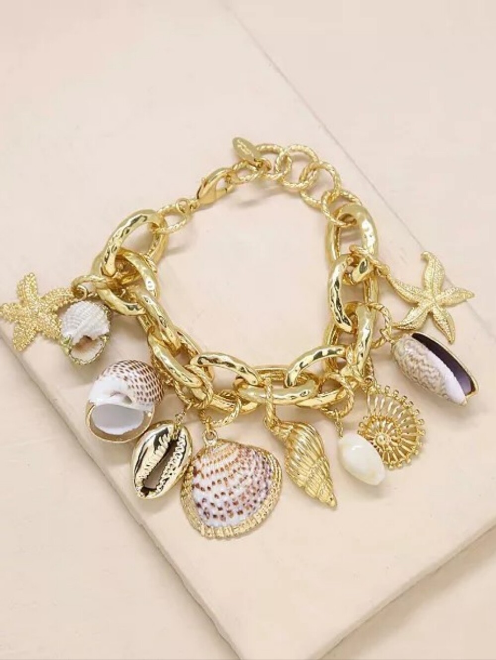 ETTIKA Mermaid Tears Shell and Gold - Tone Bracelet NWT